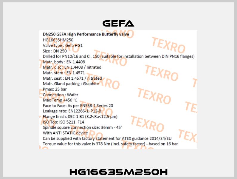 HG16635M250H Gefa