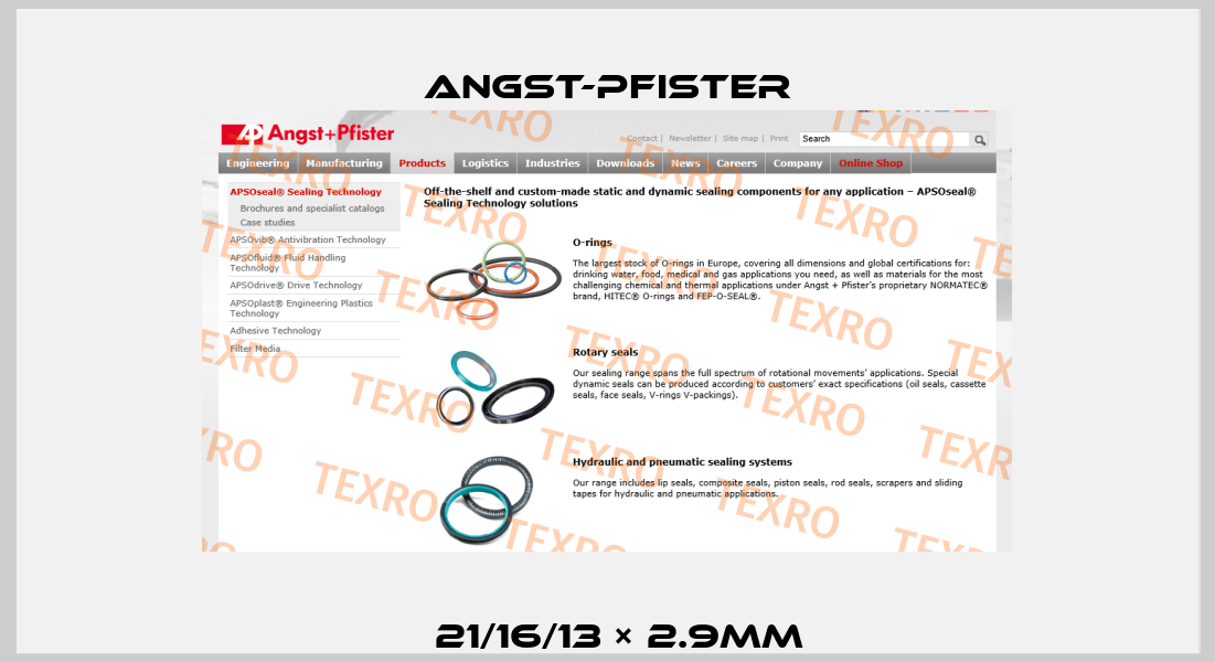 φ21/16/13 × 2.9mm Angst-Pfister